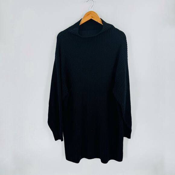 Wilfred Black Sweater Dress XL Long Sleeve Ribbed Knit Minimalist Winter Cozy - Picture 9 of 9